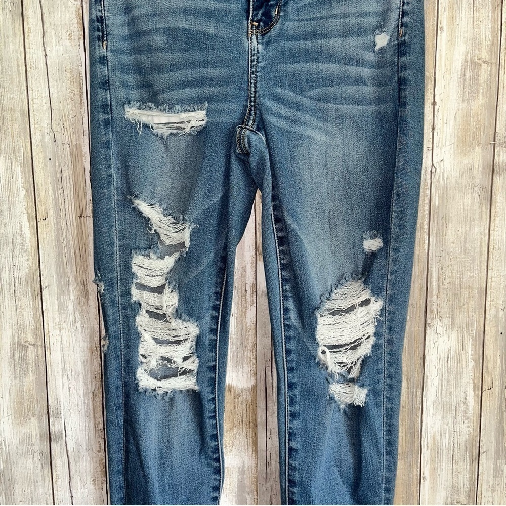 American Eagle Curvy High Rise Distressed Jegging Jeans Short - Picture 2 of 10